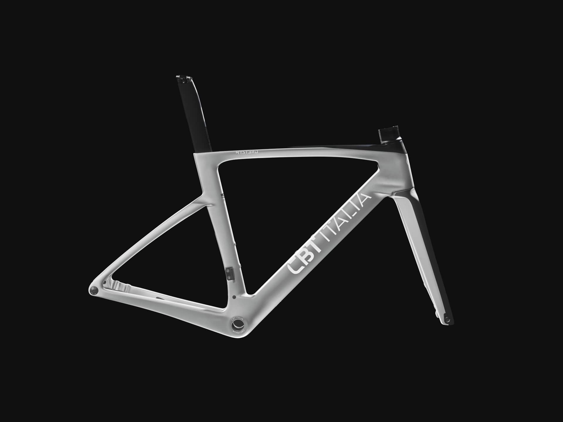 Cadre de vélo de course CBT Italia Mystero, de couleur grise.